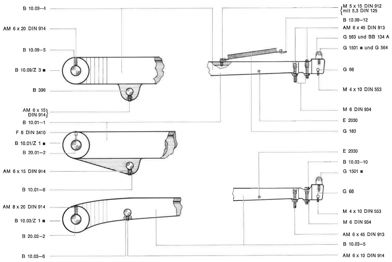 Zweiter Elevatorhebel (Modell 6c, 10a, 20, 22–28)